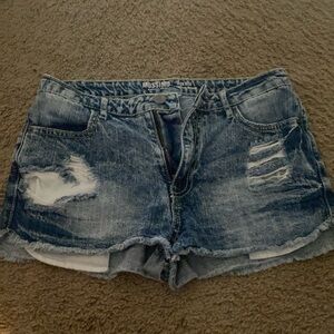 ripped blue jeans shorts, size medium, great for summer!